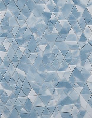 The primary subject of the image is a blue and white tile wall. The setting is a room with a blue and white tile wall as the main focus. The visual style is a close-up of the tile wall, showcasing the intricate design and patterns. The colors and mood of the image are predominantly blue and white, creating a clean and modern atmosphere.