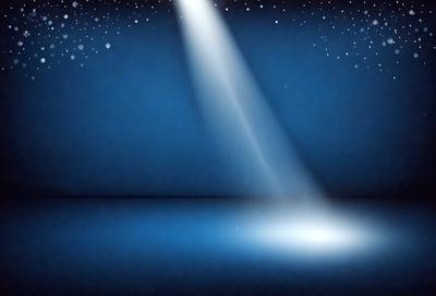 The primary subject of the image is a bright light source, possibly a spotlight, shining on a blue background. The light source appears to be a star, which adds a celestial and magical touch to the scene. The setting is a dark, star-filled sky, creating a contrast between the bright light and the surrounding darkness. The visual style of the image is a combination of digital art and illustration, giving it a unique and captivating appearance. The colors and mood of the image are predominantly blue and serene, evoking a sense of wonder and tranquility.