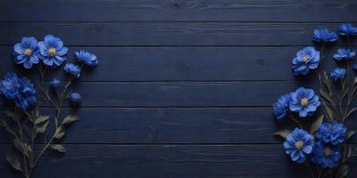 The primary subject of the image is a blue cloth, which is placed on a wooden surface. The setting is a wooden floor, and the visual style appears to be a photo. The dominant colors in the image are blue and brown, creating a calm and natural atmosphere.