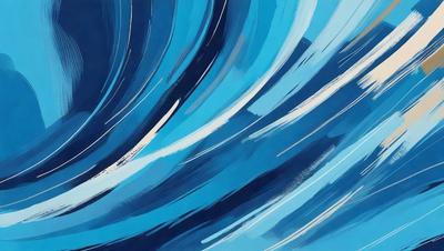 The primary subject of the image is a blue ocean wave. The setting is the ocean, and the visual style is a painting or digital art. The dominant colors are blue and white, creating a serene and calming atmosphere.