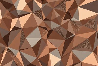 The image features a geometric pattern with a mix of brown and white colors. The pattern is composed of triangles and other geometric shapes, creating a visually appealing and intricate design. The primary subject of the image is the pattern itself, which is the main focus of the scene. The setting is a wall or a surface where the pattern is displayed, and the visual style is a combination of digital art and illustration. The colors and mood of the image are warm and inviting, with the brown and white tones creating a sense of harmony and balance.