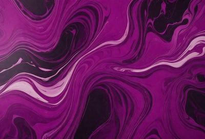 The primary subject of the image is a purple and black swirling pattern, which appears to be a painting or a digital artwork. The setting is a black background, and the visual style is a combination of photo and digital art. The dominant colors are purple and black, creating a moody and dramatic atmosphere.
