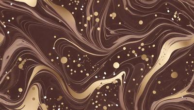 The primary subject of the image is a chocolate-colored cake with gold stars on it. The cake is decorated with gold stars, which are scattered across its surface. The setting is a close-up of the cake, showcasing its intricate design. The visual style of the image is a combination of a photo and digital art, creating a unique and eye-catching presentation. The colors and mood of the image are warm and inviting, with the gold stars adding a touch of elegance and sophistication to the overall appearance.
