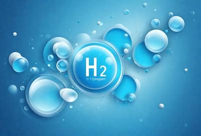 The primary subject of the image is a blue circle with the letter "H" written on it. The setting is a blue background, and the visual style appears to be a digital art or illustration. The dominant colors are blue and white, creating a calm and soothing atmosphere.