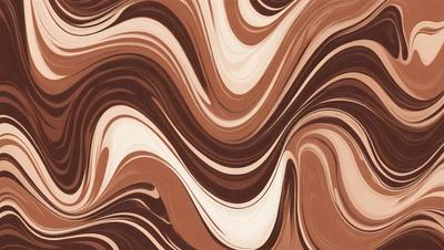 The primary subject of the image is a brown and white striped pattern, which appears to be a chocolate and white swirl. The setting is a wall, and the visual style is a close-up of the pattern. The colors and mood of the image are predominantly brown and white, creating a sense of depth and texture.