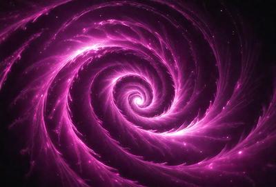 The primary subject of the image is a purple spiral, which appears to be a digital art or illustration. The spiral is set against a purple background, creating a visually striking and unique visual style. The colors and mood of the image are predominantly purple, giving it a calming and serene atmosphere.