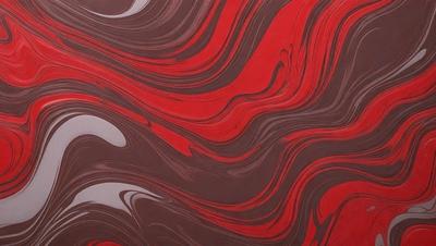 The primary subject of the image is a red and brown swirling pattern, which appears to be a painting or a design on a wall. The setting is a room with a red wall, and the visual style is a combination of painting and digital art. The dominant colors in the image are red and brown, creating a warm and vibrant atmosphere.