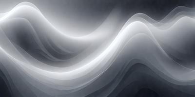 The primary subject of the image is a large, white, and gray wave. The wave is the main focus of the image, and it appears to be a digital art or illustration. The setting is a dark background, which contrasts with the wave, creating a dramatic and moody atmosphere. The colors and mood of the image are predominantly dark and mysterious, with the wave being the only prominent feature in the scene.