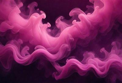 The primary subject of the image is a pink smoke or mist, which appears to be a digital art or illustration. The setting is a dark background, which contrasts with the pink smoke. The visual style gives the impression of a surreal or dreamy atmosphere. The dominant colors are pink and purple, creating a soft and ethereal mood.