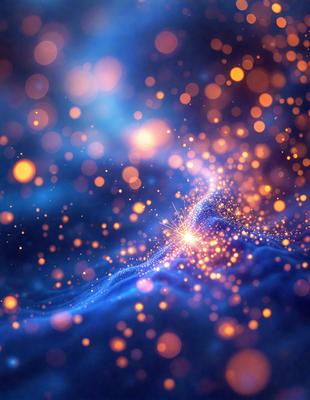 Primary subject: A bright, colorful, and vibrant starburst.

Setting/background: A dark, starry sky.

Visual style: Digital art.

Colors and mood: The starburst is bright and colorful, with a warm and inviting atmosphere.