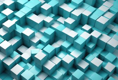 The primary subject of the image is a blue and white checkered pattern. The setting is a blue background, and the visual style is a digital art or illustration. The dominant colors are blue and white, creating a calm and soothing atmosphere.