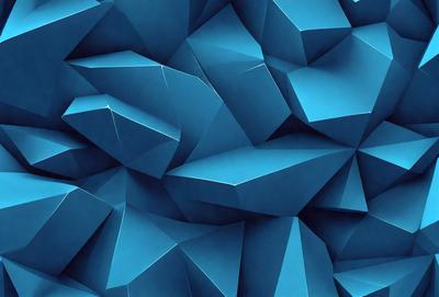 The primary subject of the image is a blue geometric pattern, which appears to be a digital art or illustration. The setting is a blue background, and the visual style is a combination of digital art and illustration. The dominant colors in the image are blue and white, creating a calm and soothing atmosphere.
