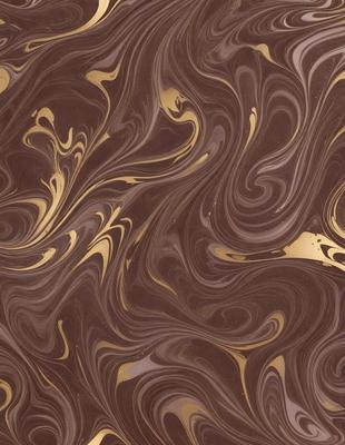 The primary subject of the image is a close-up of a brown and gold patterned wallpaper. The setting is a room with a brown and gold wallpapered wall. The visual style is a close-up of the wallpaper, showcasing its intricate design. The colors and mood of the image are warm and inviting, with the brown and gold tones creating a cozy atmosphere.