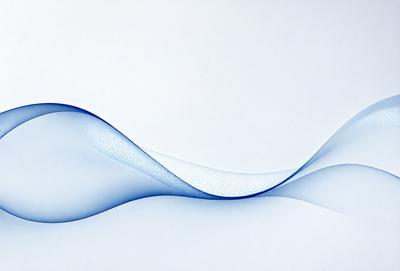 The primary subject of the image is a blue wave or ripple pattern. The setting is a white background, which provides a clean and minimalist appearance. The visual style is a digital art or illustration, as the wave appears to be a digital creation. The dominant colors are blue and white, creating a calm and soothing atmosphere.
