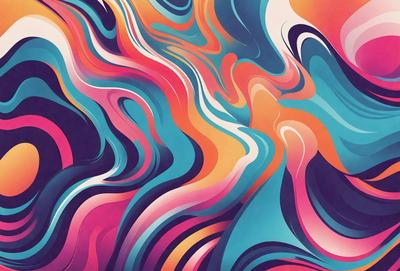 The primary subject of the image is a vibrant and colorful painting featuring a mix of blue, orange, and pink hues. The painting is set against a blue background, creating a striking contrast. The visual style of the painting is a combination of digital art and illustration, giving it a unique and artistic appearance. The colors and mood of the painting evoke a sense of energy and creativity, making it an eye-catching and engaging piece of art.