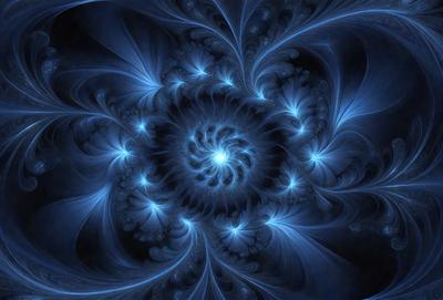 The primary subject of the image is a blue spiral pattern, which appears to be a digital art or illustration. The setting is a dark blue background, creating a contrasting and visually striking scene. The visual style is a combination of digital art and illustration, with the spiral pattern being the main focus. The colors and mood of the image are predominantly dark blue, creating a sense of depth and mystery.