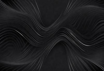 The primary subject of the image is a black and white drawing of a spiral pattern. The setting is a black background, and the visual style is a digital art or illustration. The dominant colors are black and white, creating a minimalist and modern atmosphere.