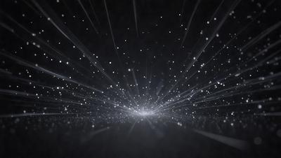The primary subject of the image is a bright, white light source, which appears to be a light bulb or a light source in a dark room. The light source is surrounded by a multitude of tiny white lights, creating a visually striking and mesmerizing effect. The setting is a dark room, and the visual style is a combination of a photo and digital art, as the light source and the tiny lights are both captured in a single image. The colors and mood of the image are predominantly white, creating a sense of brightness and cleanliness.