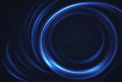 The primary subject of the image is a blue circle, which appears to be a swirling, circular pattern. The setting is a dark background, which contrasts with the bright blue circle. The visual style of the image is a combination of a photo and digital art, creating a unique and eye-catching design. The colors and mood of the image are predominantly blue, giving it a calm and soothing atmosphere.