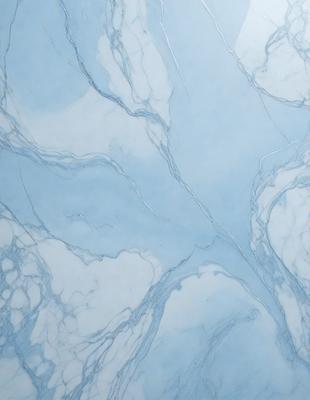 The primary subject of the image is a blue marble wall with a pattern of swirls and curves. The setting is a bathroom, and the visual style is a photo. The dominant colors are blue and white, creating a calm and soothing atmosphere.