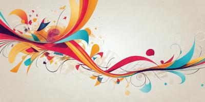The primary subject of the image is a colorful, abstract design featuring a mix of red, yellow, blue, and orange colors. The setting is a white background, which provides a clean and uncluttered appearance. The visual style is a combination of digital art and illustration, creating a vibrant and dynamic scene. The colors and mood of the image are lively and energetic, with the bold and bright colors evoking a sense of excitement and creativity.