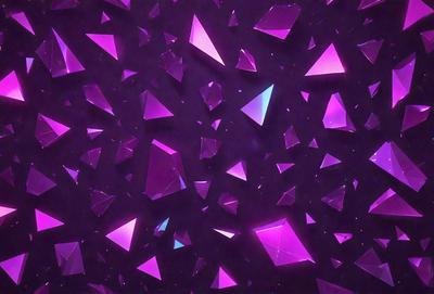 The primary subject of the image is a purple and pink geometric pattern. The setting is a dark background, which contrasts with the bright colors of the pattern. The visual style is a combination of digital art and illustration, creating a unique and eye-catching design. The dominant colors are purple and pink, giving the image a vibrant and lively atmosphere.