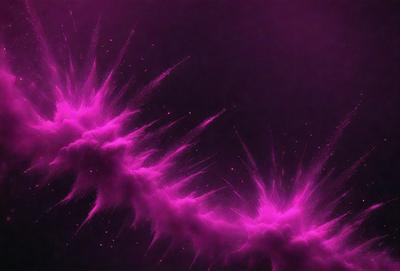 The primary subject of the image is a purple, pink, and white explosion, which appears to be a digital art or illustration. The setting is a dark, purple background, which contrasts with the bright colors of the explosion. The visual style suggests a creative and artistic approach to the image. The colors and mood convey a sense of energy, movement, and dynamism.