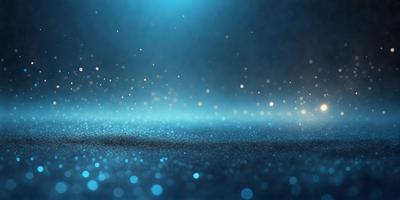 The primary subject of the image is a blue background with a pattern of blue and white lights. The setting appears to be a dark room with a blue surface, possibly a wall or a piece of art. The visual style of the image is a combination of a photo and digital art, creating a unique and captivating atmosphere. The colors and mood of the image are predominantly blue, with a touch of white, giving it a calm and serene appearance.