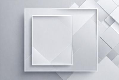 The primary subject of the image is a square-shaped white frame with a square-shaped white background. The setting is a white background, and the visual style is digital art. The colors and mood of the image are predominantly white, giving it a clean and minimalist appearance.