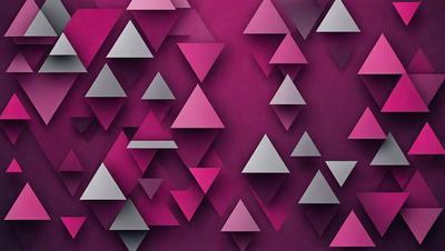 The primary subject of the image is a purple wall with a pattern of triangles. The setting is a room with a purple background, and the visual style is a combination of digital art and illustration. The dominant colors are purple and grey, creating a calm and soothing atmosphere.