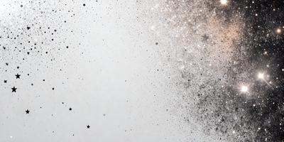 The primary subject of the image is a white wall with a pattern of stars on it. The setting is a room with a white background. The visual style is a combination of a photo and digital art, creating a unique and interesting pattern. The colors and mood of the image are predominantly white, with the stars adding a touch of color and a sense of depth to the wall.
