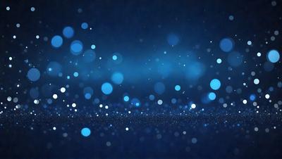 The primary subject of the image is a blue background with a pattern of white lights. The setting appears to be a dark room, and the visual style is a digital art or illustration. The dominant colors are blue and white, creating a calm and serene atmosphere.