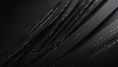 The primary subject of the image is a black background with a pattern of silver lines. The setting is a dark room, and the visual style appears to be a combination of a photo and digital art. The dominant colors are black and silver, creating a moody and dramatic atmosphere.