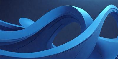 The primary subject of the image is a blue, curved sculpture or artwork. The setting is a dark background, which contrasts with the blue sculpture. The visual style appears to be a digital art or illustration, as the blue sculpture is depicted in a detailed and intricate manner. The colors and mood of the image are predominantly blue, creating a sense of calmness and tranquility.