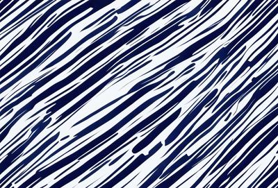 The primary subject of the image is a black and white zebra pattern. The setting is a blue background, which creates a striking contrast with the zebra pattern. The visual style is a combination of a photo and a digital art, illustration, or drawing. The dominant colors are black and white, with the blue background adding a sense of depth and contrast to the overall atmosphere.