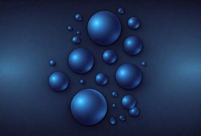 The primary subject of the image is a blue background with a pattern of blue bubbles. The setting is a dark background, which contrasts with the blue bubbles. The visual style is a digital art or illustration, as the bubbles are created with a computer-generated design. The colors and mood of the image are predominantly blue, giving it a calm and serene atmosphere.