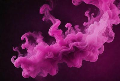 The primary subject of the image is a pink smoke or mist, which is the main focus of the scene. The setting is a purple background, which adds to the overall atmosphere of the image. The visual style appears to be a digital art or illustration, as the smoke is depicted in a somewhat surreal manner. The colors and mood of the image are predominantly pink and purple, creating a sense of dreaminess or fantasy.