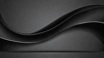 The primary subject of the image is a black, curved, and flowing design. The setting is a black background, which contrasts with the flowing design. The visual style appears to be a combination of digital art and illustration. The colors and mood of the image are predominantly dark and moody, with the black background and flowing design creating a dramatic and striking visual effect.