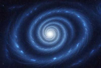 The primary subject of the image is a spiral galaxy, which is a large, swirling mass of stars and other celestial objects. The galaxy is set against a dark, starry background, creating a sense of depth and vastness. The visual style of the image is a combination of photo and digital art, with the spiral galaxy being depicted in a detailed and realistic manner. The colors and mood of the image are predominantly dark and moody, with the spiral galaxy being the main focal point and source of interest.