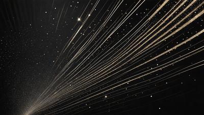 The primary subject of the image is a starry night sky filled with numerous stars. The setting is a dark, star-filled night sky, and the visual style is a black and white photo. The colors and mood of the image are predominantly dark and moody, with the stars providing a sense of depth and beauty.