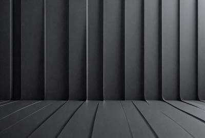 The primary subject of the image is a row of black leather-like material, which appears to be a leather-like wall or a leather-like surface. The setting is a dark room, and the visual style is a close-up of the leather-like material. The colors and mood of the image are dark and moody, with the black leather-like material being the dominant color.