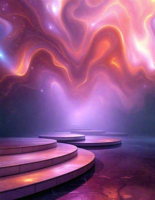 The primary subject of the image is a purple and pink swirling pattern, which appears to be a digital art or illustration. The setting is a dark room with a purple and pink background, creating a moody atmosphere. The visual style is a combination of digital art and illustration, giving the image a unique and artistic appearance. The colors and mood of the image are predominantly purple and pink, with a sense of depth and intricacy in the swirling pattern.