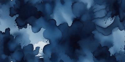 The primary subject of the image is a blue and black painting of a cloudy sky. The setting is a blue background, and the visual style is a painting or drawing. The colors and mood of the image are predominantly blue and dark, creating a moody and atmospheric scene.