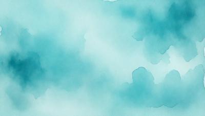 The primary subject of the image is a cloudy blue sky. The setting is a cloudy day, and the visual style is a watercolor painting. The colors and mood of the image are predominantly blue, creating a calm and serene atmosphere.