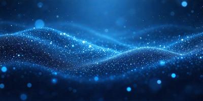The primary subject of the image is a blue, swirling, and sparkling background. The setting is a dark background, which contrasts with the bright blue swirls. The visual style is a digital art or illustration, as the swirls and sparkles are created through digital means. The colors and mood of the image are predominantly blue, with a sense of movement and energy.
