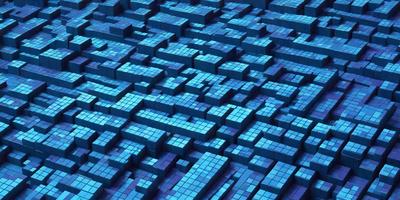 The primary subject of the image is a blue, three-dimensional grid pattern. The setting is a blue background, which creates a visually striking contrast with the grid pattern. The visual style is a digital art or illustration, as the grid pattern is created using a computer or digital tools. The colors and mood of the image are predominantly blue, giving it a calm and serene atmosphere.