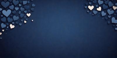 The primary subject of the image is a blue background with a few hearts scattered across it. The setting is a dark blue background, and the visual style appears to be a digital art or illustration. The colors and mood of the image are predominantly dark and moody, with the blue background and the hearts adding a touch of warmth and playfulness.