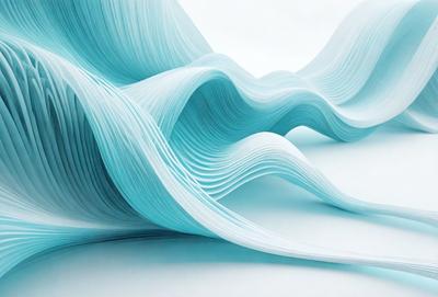 The primary subject of the image is a blue and white paper sculpture. The setting is a white background, which provides a clean and minimalist appearance. The visual style is a combination of digital art and illustration, as the paper sculpture is created using a digital medium. The colors and mood of the image are predominantly blue and white, giving it a calm and serene atmosphere.