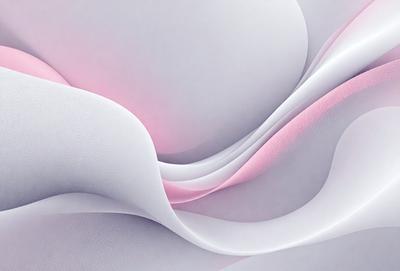 The primary subject of the image is a white, pink, and purple swirl pattern. The setting is a white background, and the visual style appears to be a digital art or illustration. The dominant colors in the image are white, pink, and purple, creating a soft and elegant atmosphere.
