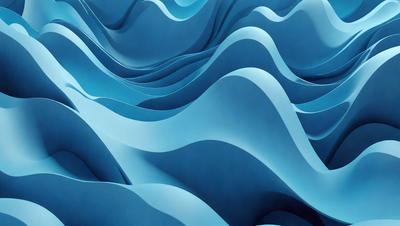 The primary subject of the image is a large, blue, wavy surface that resembles a wave or a water-like texture. The setting is a blue background, which complements the blue wavy surface. The visual style is a combination of a photo and digital art, creating a unique and artistic representation of the blue wavy surface. The colors and mood of the image are predominantly blue, giving it a calm and serene atmosphere.